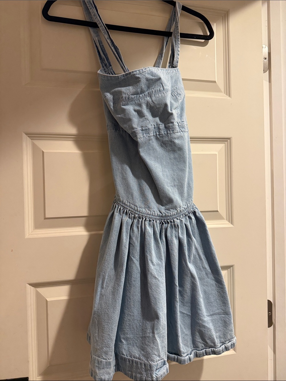 Free People Light Blue Denim Pinafore Dress W/ Pockets